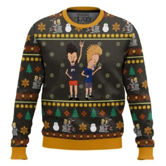 Beavis And Butthead Rock On Ugly Christmas Sweater , Ugly Christmas 2025