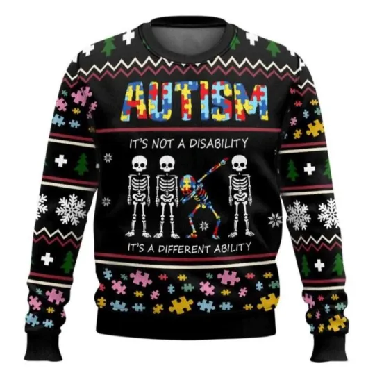 Discover Autism Is Not Disability Ugly Christmas Sweater , Ugly Christmas 2025