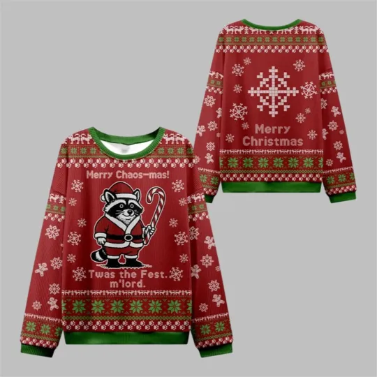 Discover 2025 Christmas Raccoon Samurai Ugly Sweater, Ugly Sweater 2025