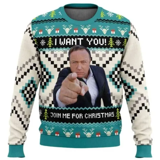 Discover 2025 I Want You Alex Jones Ugly Christmas Sweater