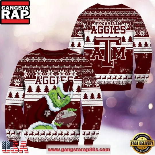 Discover NCAA Texa AM Aggies x funny character New Design Ugly Xmas Sweater 2025