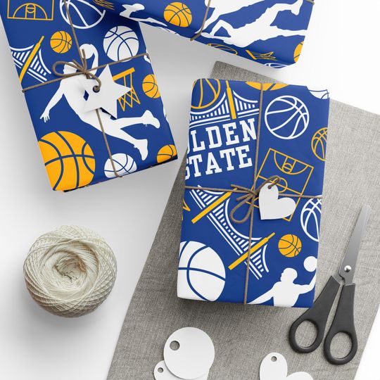 Discover Golden State Basketball Wrapping Paper, Gift Wrap for Sports Fans, Xmas Gift