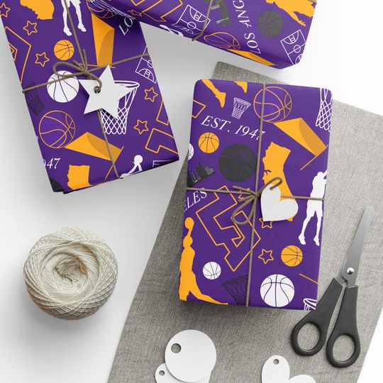 Discover LA Basketball Wrapping Paper, Gift Wrap for Sports Fans, Xmas Gift