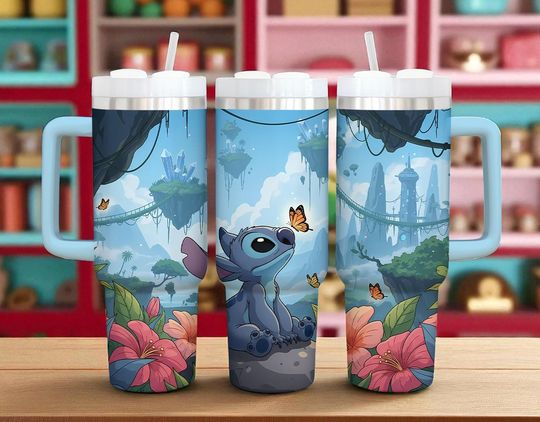 Discover Disney Stitch 40oz Tumbler, Stitch and Lilo Vacation Trip Tumbler, Perfect for Disney Fan