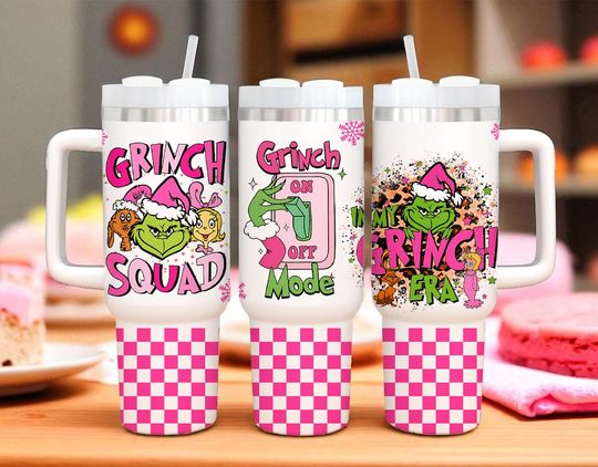 Discover Pink Christmas Grin Tumbler 40oz, The Grin Mode On Tumbler, Christmas Gift