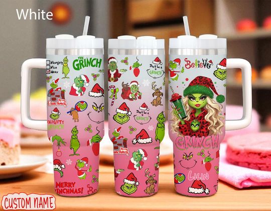 Discover Personalized Disney Christmas Grin Tumbler 40oz, The Grin Pink Tumbler, Christmas Gift For Girl