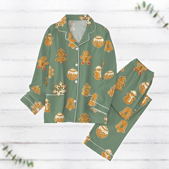 Gingerbread Christmas Pajamas Set, Cookies Holiday Pajamas, Matching Pajamas For Party, Baker Family Pajamas, New Year Winter Shirt