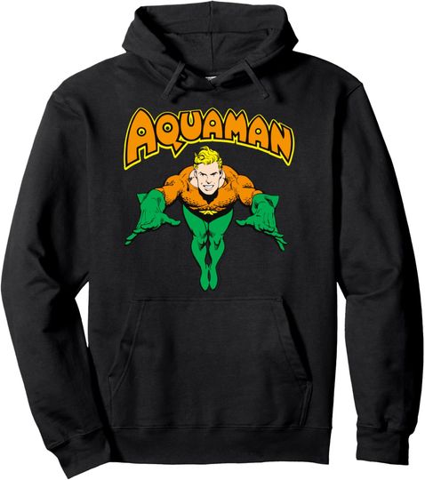 DC Comics Aquaman Vintage Portrait Logo Pullover Hoodie, Gift For Fans