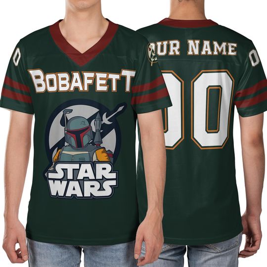 Discover Personalized Boba Fett Football Jersey: Star Wars Fan Gift