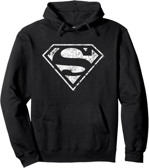 DC Comics Superman House Of El White Chest Symbol Distressed Pullover Hoodie