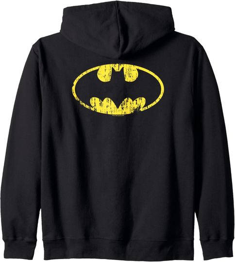 Discover Batman Classic Logo Distressed Zip Hoodie