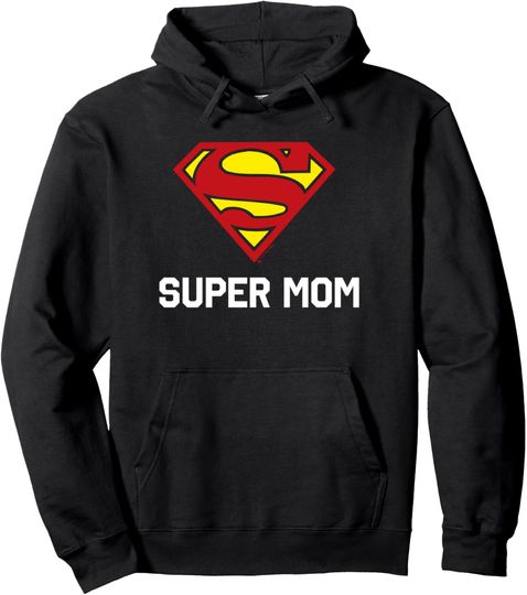 DC Comics Superman Mother's Day Super Mom Logo Pullover Hoodie, Gift For Fans