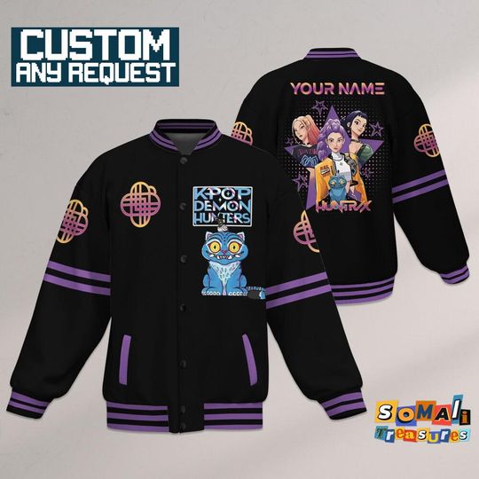 Discover Personalized KDM Kpop Blue Tiger Varsity Jacket ,Custom Huntrix Girls Varsity