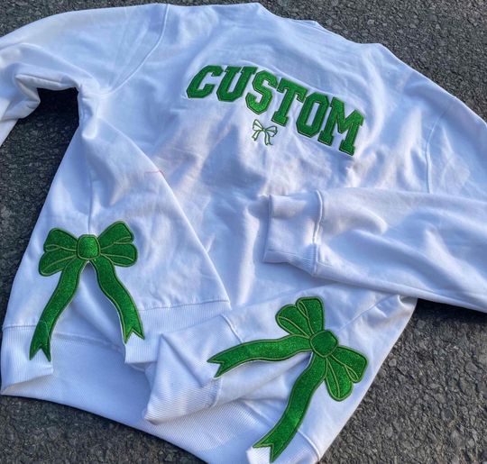 Discover Bow Sweatshirt | Women's bow side sweatshirt | Bow Crewneck | Ribbon Bow Sweatshirt | Custom Embroidered