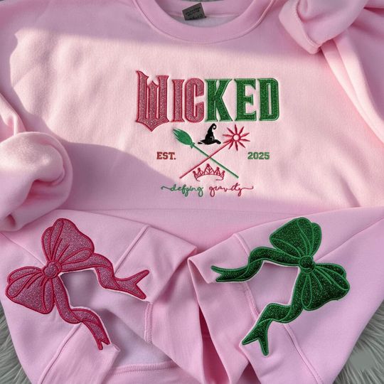 Wicked Glitter Embroidered Sweatshirt: Defying Gravity Hoodie, Christmas Gifts for Her