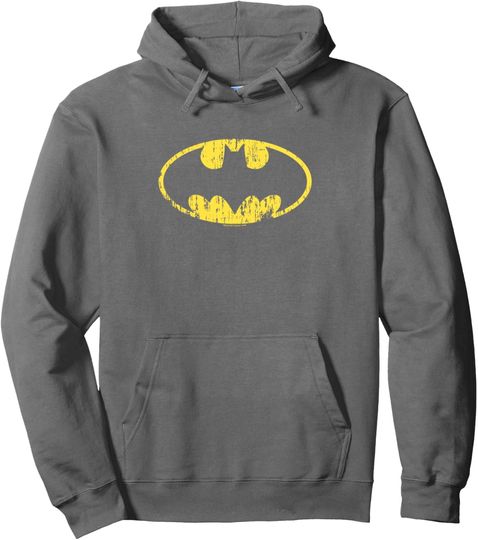 Discover Batman Classic Logo Distressed Gray Pullover Hoodie Pullover Hoodie, Gift For Fans