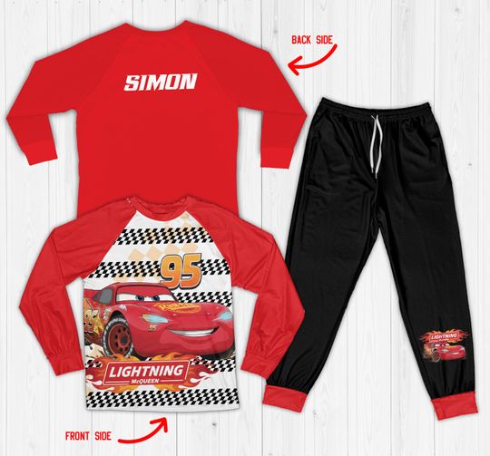 Discover Piston Cup Ddisney Car Pajama Llightning McQueen Pajama Family Matching Pajama McQueen Sleepwear Llightning McQueen Party Outfit For Kids