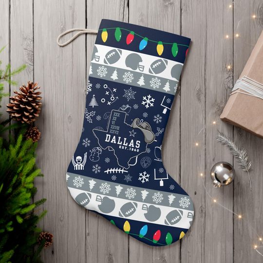 Discover Dallas Football Christmas Santa Stocking, Holiday Gifts for Sports Fans, Gifts for Him, Gifts for Her