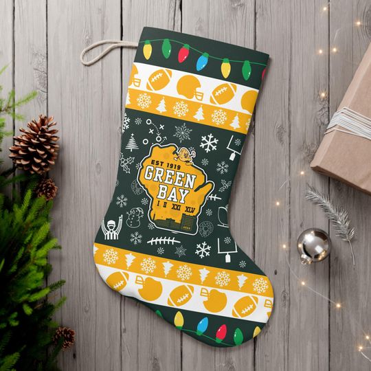 Discover Green Bay Football Christmas Santa Stocking, Holiday Gifts for Sports Fans, Gifts for Him, Gifts for Her