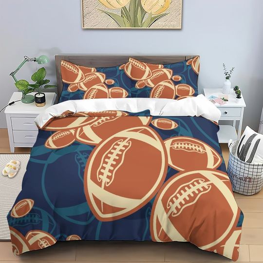 Discover Football 3 Piece Bedding Set, Rugby Game Fan Bedding Set Bedroom Decor, football Game Bedding Set Bedroom Decor, Fan Gift, Boyfriend Gift