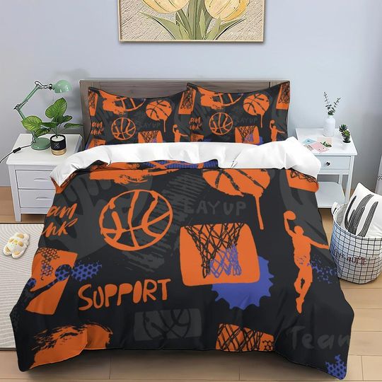 Discover Basketball Duvet Covers, Basketball Bed 3 Piece Set, Sports Style Bedding,Sports Bedding Set, Children's Bedding,Basketball Bedding Dcor