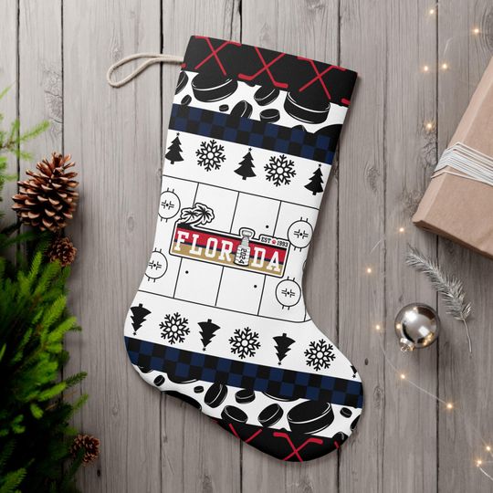 Discover Florida Hockey Christmas Santa Stocking, Holiday Gifts for Sports Fans, Gifts for Him, Gifts for Her