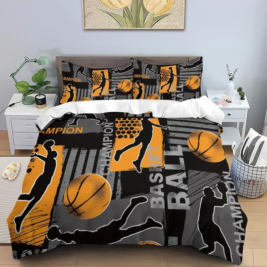 Discover Basketball Duvet Covers, Basketball Bed Three Piece Set,Sports Style Bedding,Sports Bedding Set, Children's Bedding,Basketball Bedding Dcor