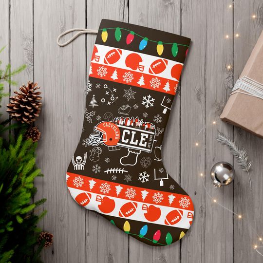 Discover Cleveland Football Christmas Santa Stocking, Holiday Gifts for Sports Fans, Gifts for Him, Gifts for Her