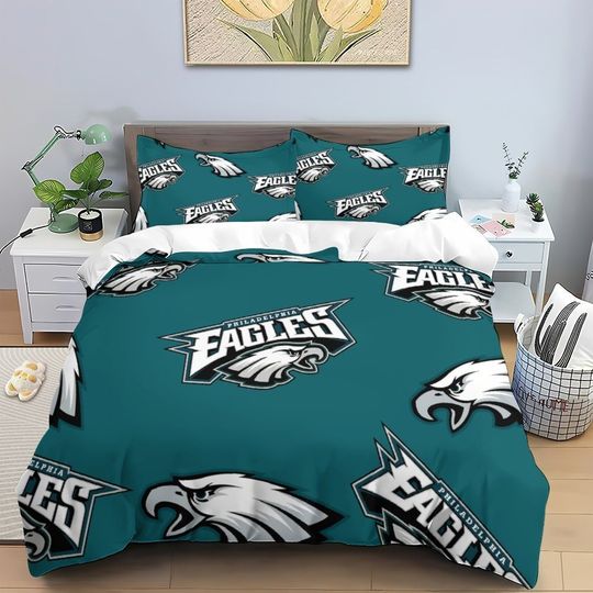 Discover Rugby Team Bedding Set, Blue Logo Duvet Cover, Duvet Cover Set Team Logo, Sheet Set