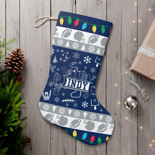 Discover Indianapolis Football Christmas Santa Stocking, Holiday Gifts for Sports Fans, Gifts for Him, Gifts for Her
