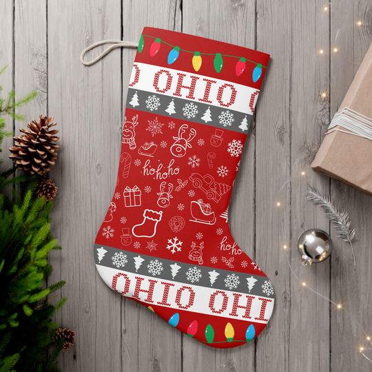 Discover Ohio Basketball Christmas Santa Stocking, Holiday Gifts for Sports Fans, Gifts for Him, Gifts for Her