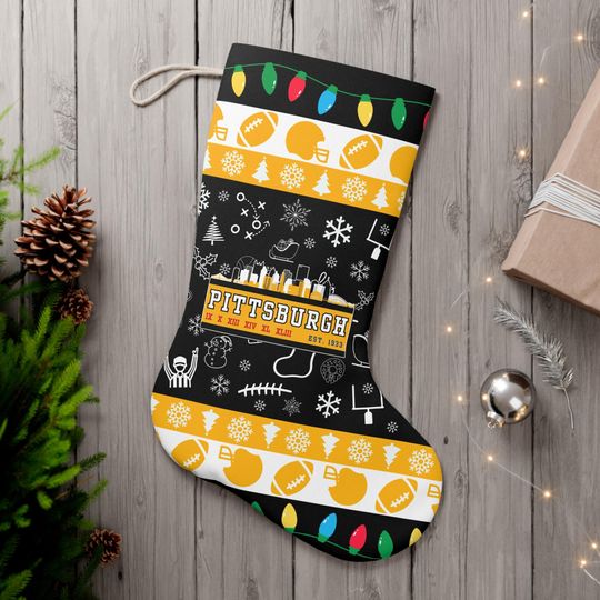 Discover Pittsburgh Football Christmas Santa Stocking, Holiday Gifts for Sports Fans, Gifts for Him, Gifts for Her