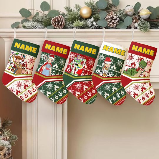 Discover Personalized Toy Story Pixar Xmas Stocking, Custom Name Characters Christmas Socks Home Decoration,Movie Christmas Stockings PDD044-053.C