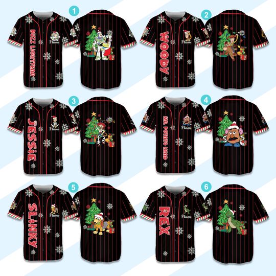 Discover Personalized Disney Baseball Jersey Custom Christmas Pixarr Ttoy Storyy Jersey Christmas Party Matching Outfit For Ddisney Family Trip