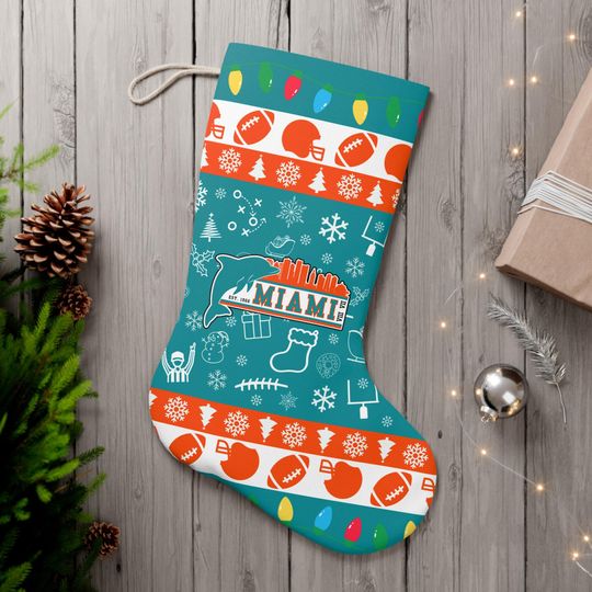 Discover Miami Football Christmas Santa Stocking, Festive Ugly Sweater, Gifts for Him, Gifts for Her, Holiday, Sports Fan, Florida