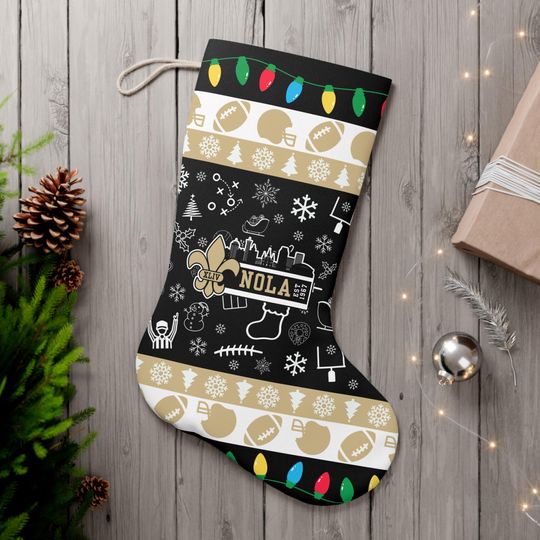 Discover New Orleans Football Christmas Santa Stocking, Holiday Gifts for Sports Fans, Gifts for Him, Gifts for Her