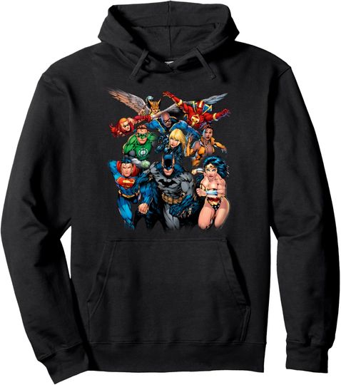 DC Comics Justice League Modern Hero Group Pullover Hoodie, Gift For Fans