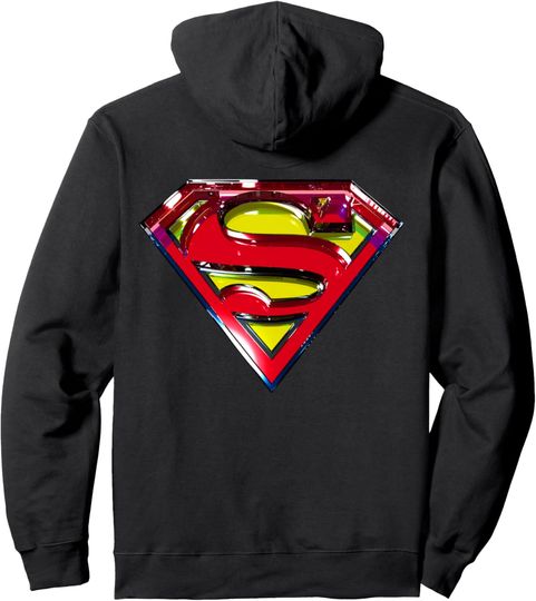 DC Superman Logo Glass Pullover Hoodie, Gift For Fans