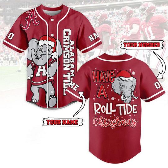 Discover Albm Crimson Tide Have A Roll Tide Christmas Custom Baseball Jersey, Gift For Friend, Christmas Gift