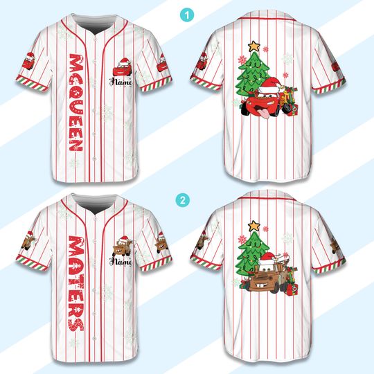 Discover Personalized Ddisney Baseball Jersey Llightning McQueen Jersey Custom Christmas Jersey Christmas Matching Outfit For Ddisney Family Trip