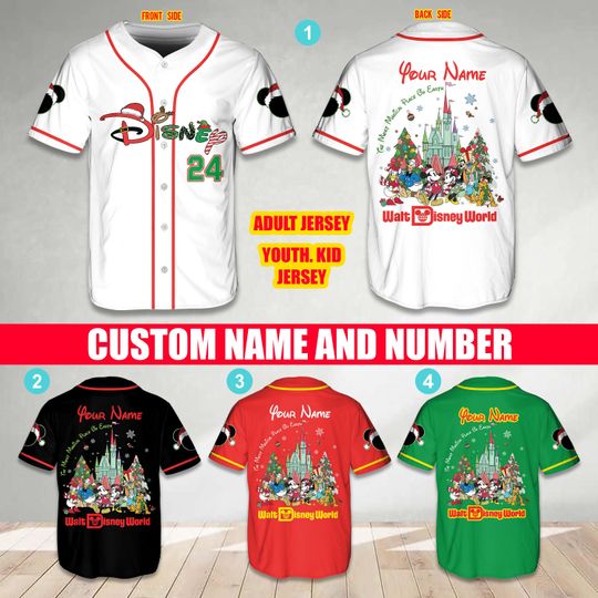 Discover Personalized Ddisney Baseball Jersey Custom Christmas Jersey Mickey Jersey Christmas Party Matching Outfit For Ddisney Family Trip Shirt
