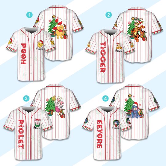 Discover Personalized Ddisney Baseball Jersey Winnie The Pooh Jersey Custom Christmas Jersey Christmas Matching Outfit For Ddisney Family Trip Shirt