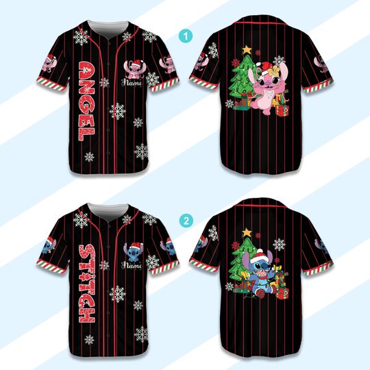 Discover Personalized Ddisney Baseball Jersey Angel Stitch Jersey Custom Christmas Jersey Christmas Matching Outfit For Ddisney Family Trip Shirt