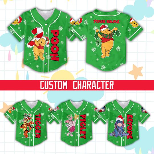Discover Personalized Ddisney Baseball Jersey Winnie The Pooh Jersey Custom Christmas Jersey Christmas Matching Outfit For Ddisney Family Trip Shirt