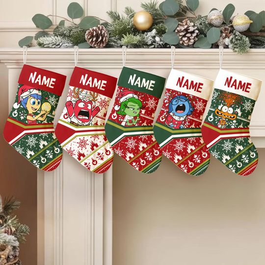 Discover Personalized Disney Inside Out Inspired Christmas Stocking  Custom Name Holiday Sock, Pixar Character Gift for Kids & Family
