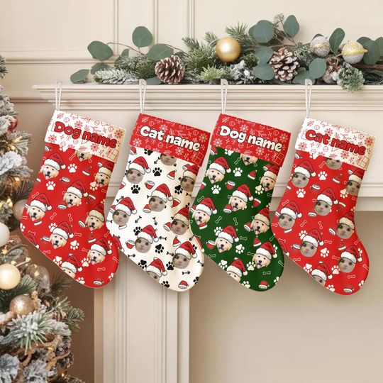 Discover Personalized Photo Pet Christmas Stocking, Custom Holiday Stocking for Dog Cat, Puppy Kittens Stocking for Dog Cat Lover, Funny