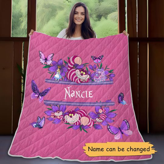 Discover Custom Cheshire Cat Fleece Blanket, Disney Cat Quilt, Twin Size Cozy Throw, Magic Kingdom Merch