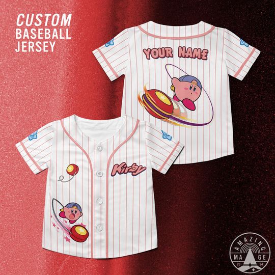 Custom Yoyo Kirby Super Mario Baseball Jersey, Nintendo Super Mario Jersey Shirt, Mario Nintendo Universal Studio Trip Shirt