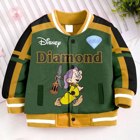 Dopey Diamond Miner Custom Name And Number Kids and Youth Baseball Jacket