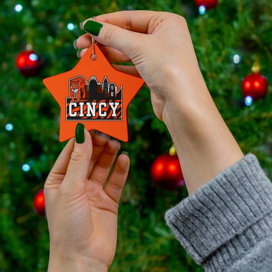 Discover Cincinnati Ceramic Christmas Ornament, Xmas Football Tree Gift, Gifts for Him, Gifts for Her, San Fran Sports Fans, Heart Snowflake Star